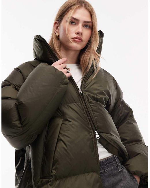 ARKET Brown Down Puffer Long Line Jacket