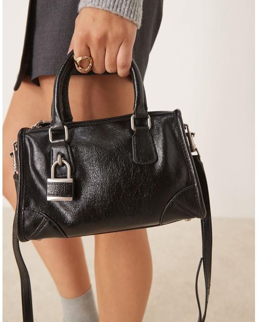 Mango Gray Lock Charm Cross Body City Bag