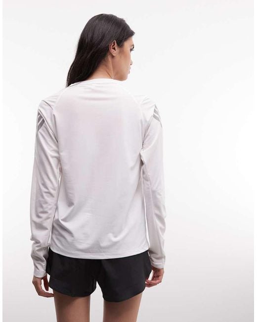 Adidas Originals White Adidas Running Adi365 Long Sleeve Top With Three Stripes