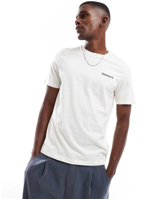 Timberland White Small Script Logo T-shirt for men