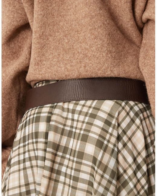 Mango Brown Leather Belt With Gold Hoop