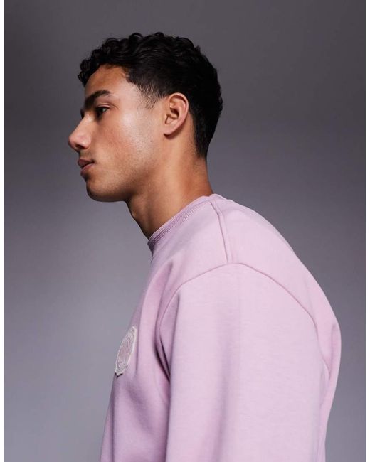 Boss Purple Varsity Chest Logo Knitted Jumper for men