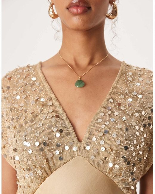 Never Fully Dressed Natural Embellished 2-In-1 Contrast Slip Dress