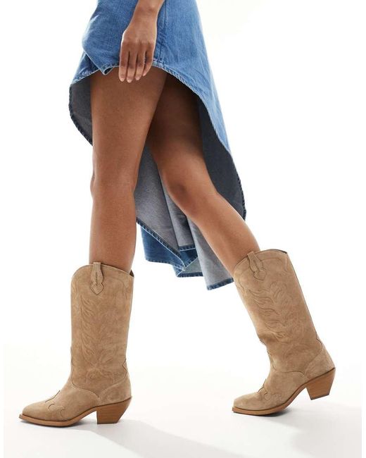 AllSaints White Dolly Suede Western Boots