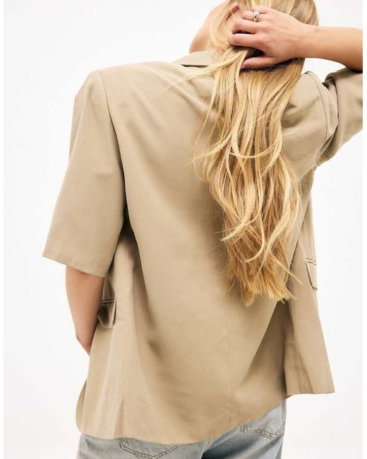 NA-KD Natural Short Sleeve Blazer