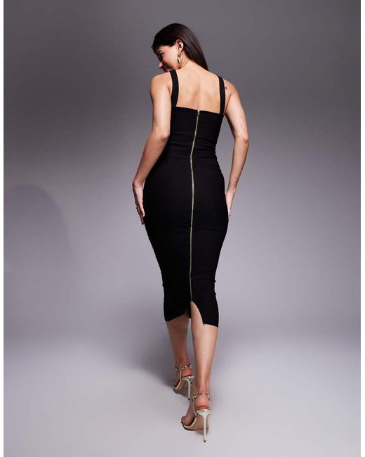 Vesper Blue Cross Strap Bodycon Midaxi Dress With Bust Cut Out