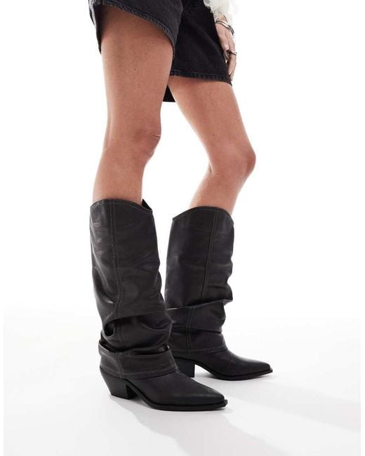 SEQWL Black Lexus Slouchy Western Boots