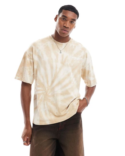 River Island Natural Oversized T-Shirt With Soho Logo Back Print for men