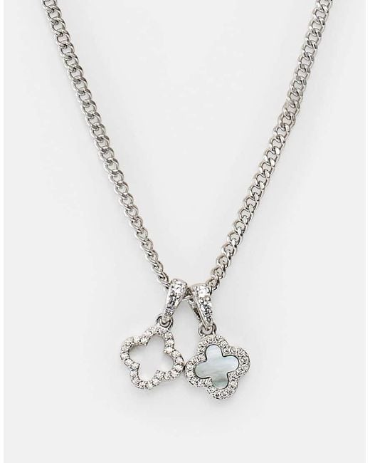 CERNUCCI Metallic Iced & Mother Of Pearl Double Motif Necklace