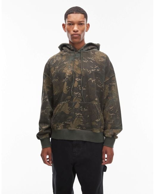 Carhartt – benton – kastiger kapuzenpullover mit em camouflagemuster in Gray für Herren