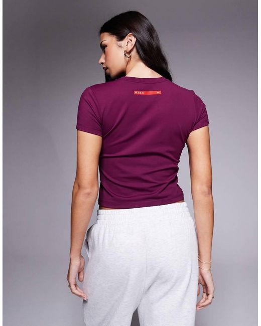 Nike Purple Gym Life Swoosh Cropped T-Shirt