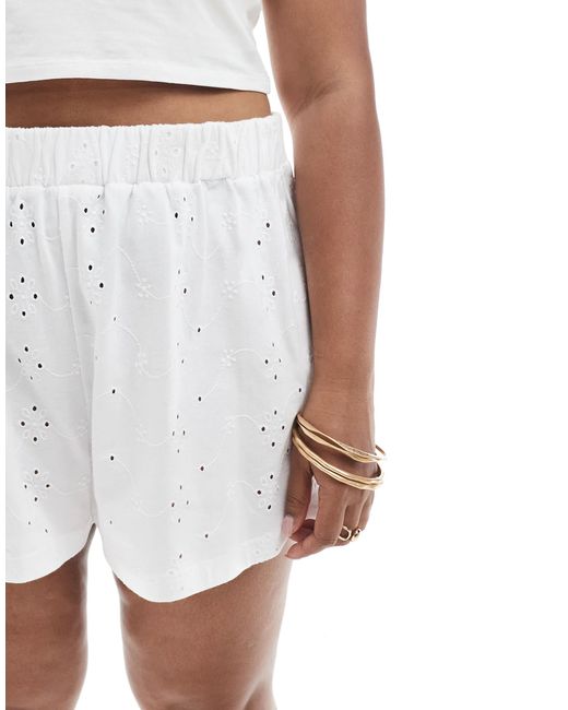 ASOS White Asos Design Curve Broderie Short Co-ord