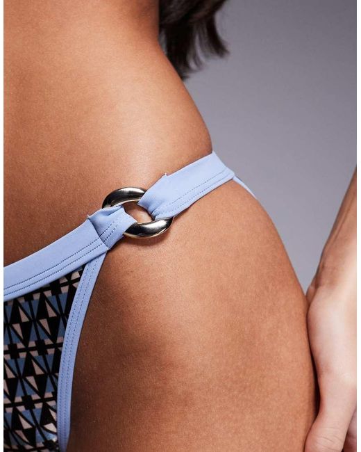 River Island Blue Geometric Bikini Brief