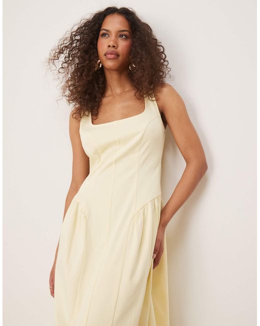 ASOS Natural Corset Seam Detail Maxi Dress