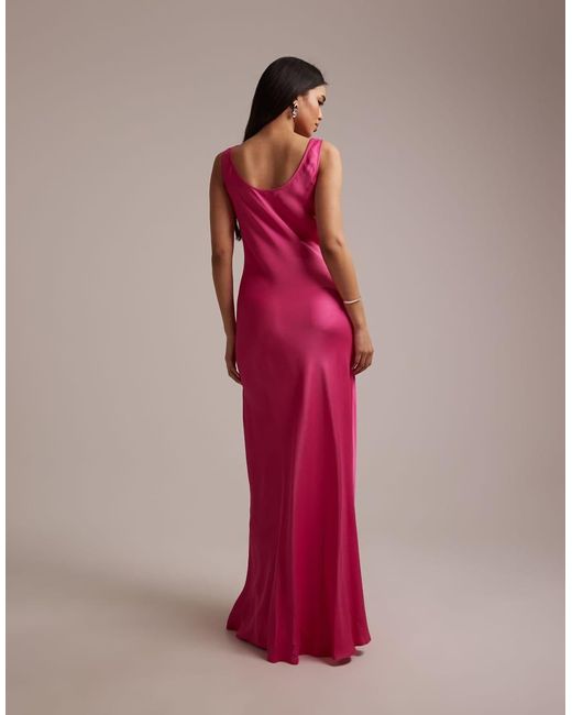 Maids To Measure Pink Bridesmaid Cowl Front Maxi Dress