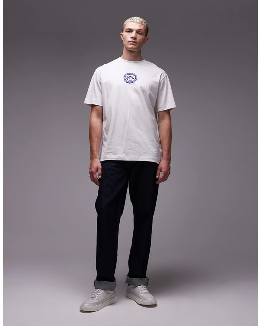 Topman Gray Oversized Fit T-shirt With Front And Back Cala Carbo Print for men