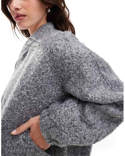 Vero Moda Gray Slouchy Textured Bomber Jacket