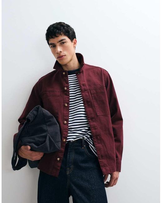 ASOS Purple Heavyweight Cotton Twill Overshirt for men