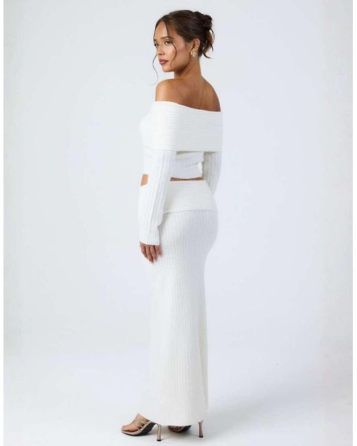 Aria Cove Purple Knitted Low Waist Fold Over Maxi Skirt Co-Ord