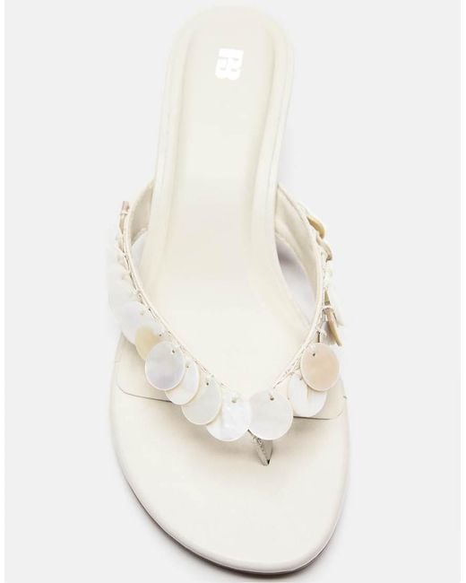 Pull&Bear Natural Beaded Heeled Sandals