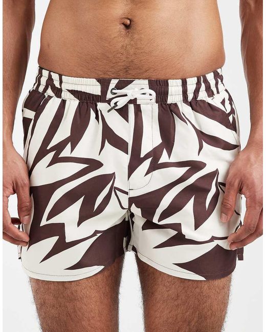 Aray White Leaf Print Swimshorts for men