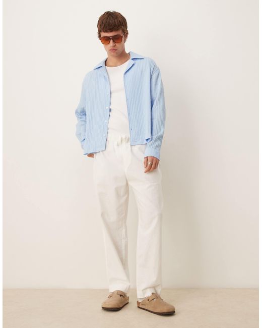 ASOS – langärmliges, transparentes hemd in Blue für Herren