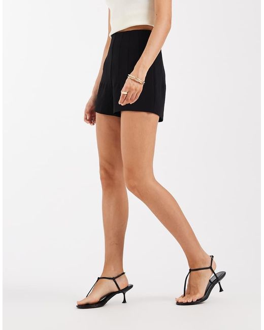 ASOS Black Tailored High Waist Corset Seam Detailing Shorts