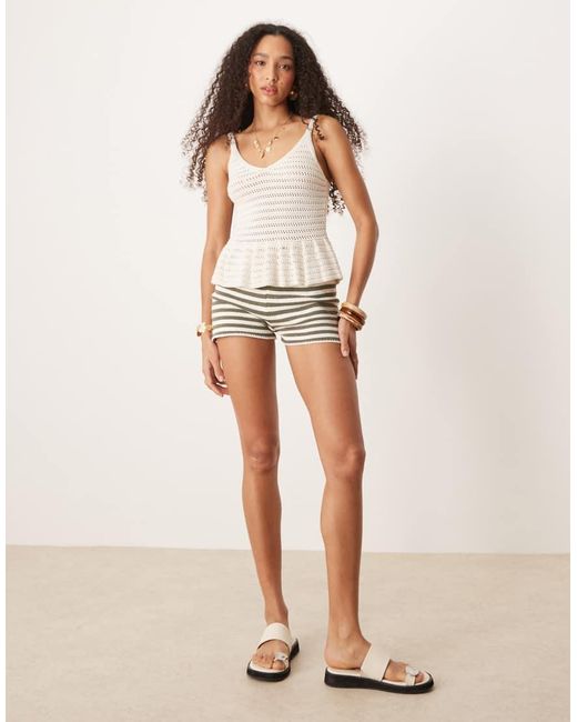 New Look White Knitted Peplum Singlet Top