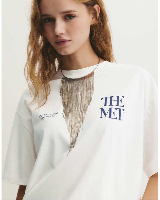 Pull&Bear White The Met T-shirt