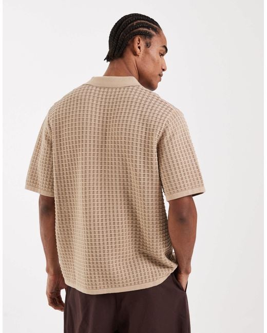 Jack & Jones Natural Split Neck Knitted Polo for men