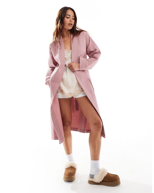 Loungeable Pink Cotton Waffle Robe