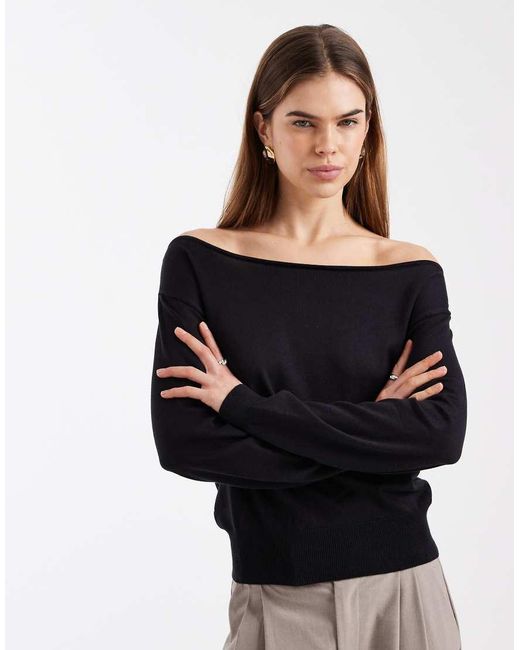 Mango Black Teen Boat Neck Knitted Jumper