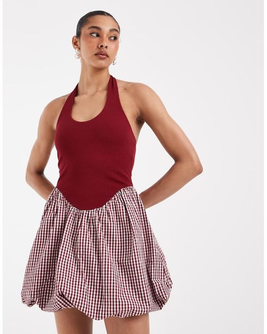 ASOS Red Bubble Hem Mini Dress