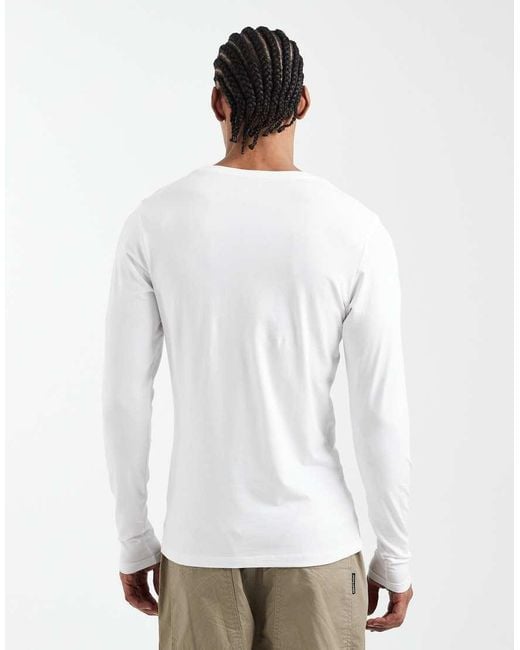 Jack & Jones White Muscle Fit Long Sleeve T-shirt for men