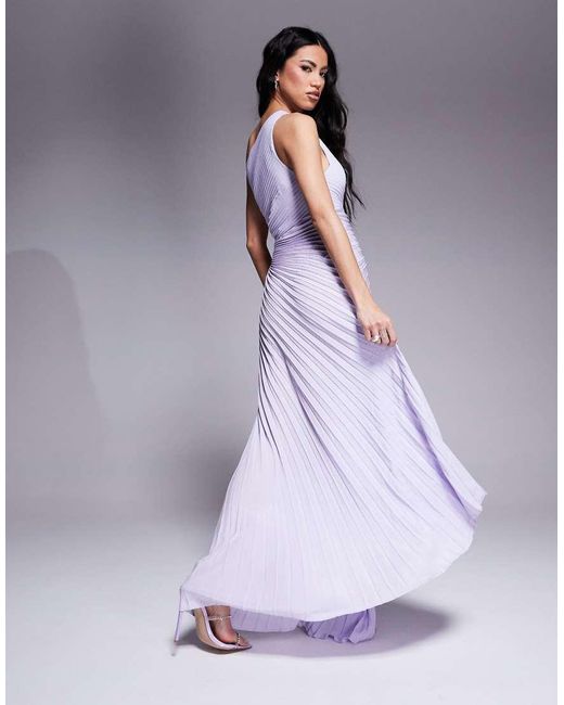 Aria Cove Purple Pleated One Shoulder Cut Out Maxi Dress