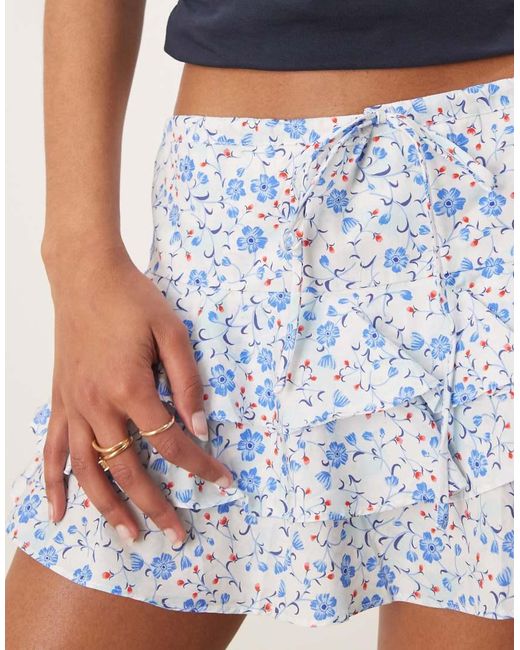 Glamorous Blue Ruffle Mini Skirt
