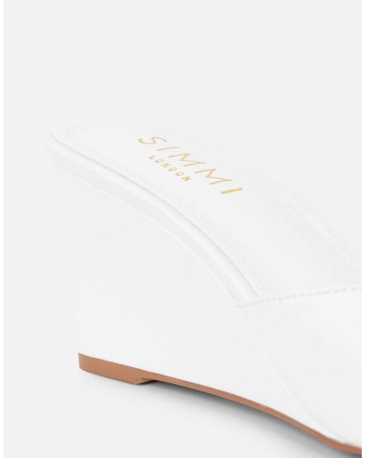 SIMMI White Iris Wedge Mules