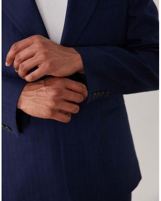 ASOS Blue Slim Premium Linen Rich Suit Jacket for men