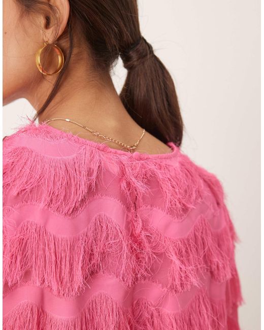 Y.A.S Pink Textured Flared Sleeve Blouse