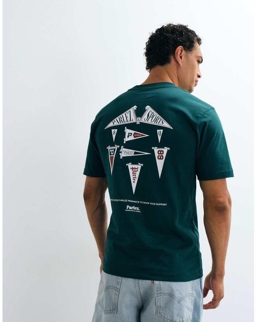 Parlez Blue Pennant Flag Back Graphic T-shirt for men