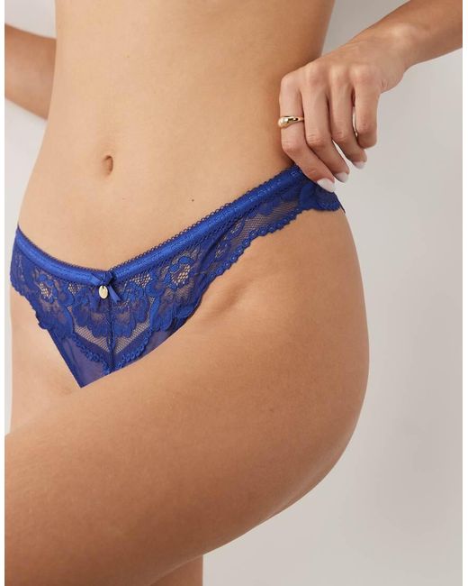 Boux Avenue Blue Harper Lace Thong