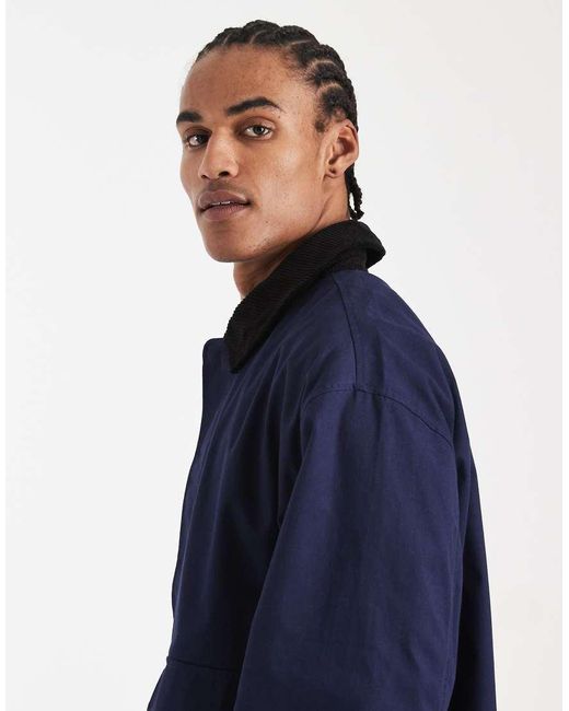 ASOS Blue Barn Jacket With Contrast Collar for men
