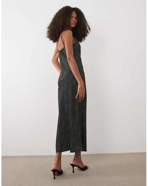 Mango Black Cami Midi Dress With Lace Trim