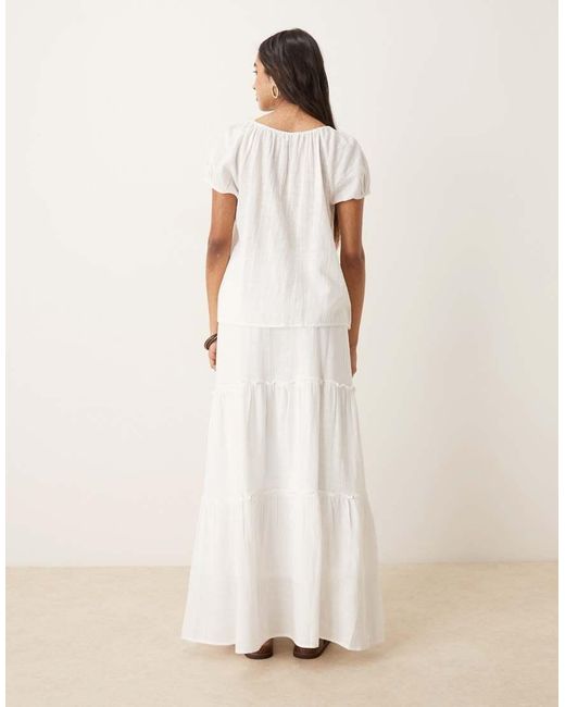 Aware Natural High Waist Boho Tiered Maxi Skirt