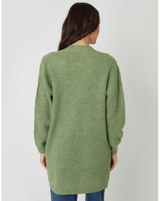Threadbare Green Cable Knit Cardigan