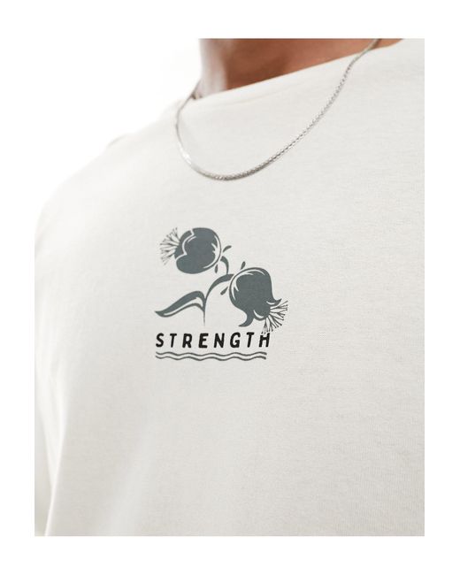 SELECTED White Oversized T-shirt With Kindness Is Strength Backprint for men