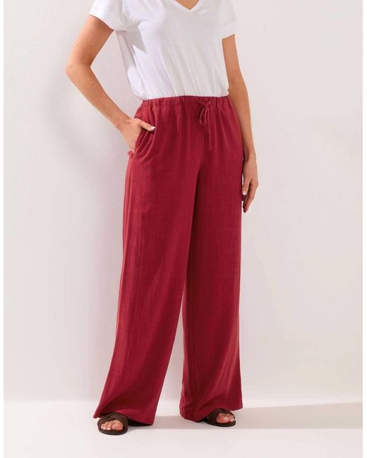 Long Tall Sally Red Wide Leg Linen Trousers