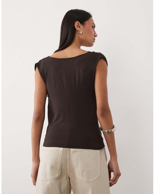 Mango Brown Cowl Neck Sleeveless Top