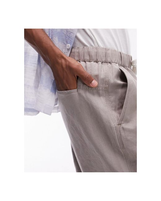 Topman White Straight Linen Blend Trousers for men