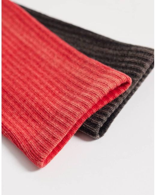 Weekday Red 2-pack Ribbed Crew Socks